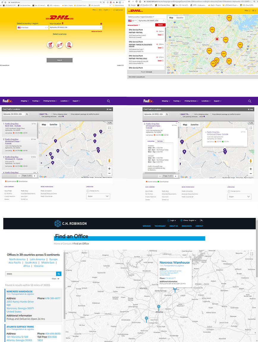 Maps of UPS Competitors