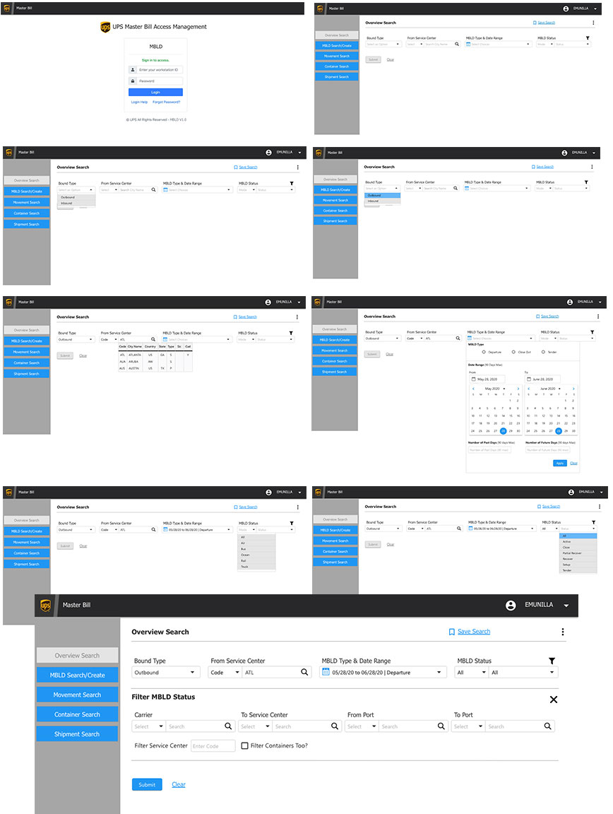 Completed UI Designs for E2K search & results